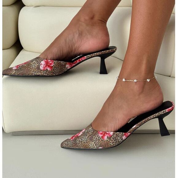 NWT Princess Polly CIARAN POINTED TOE HEELS LEOPARD FLORAL size 8 - Picture 1 of 7